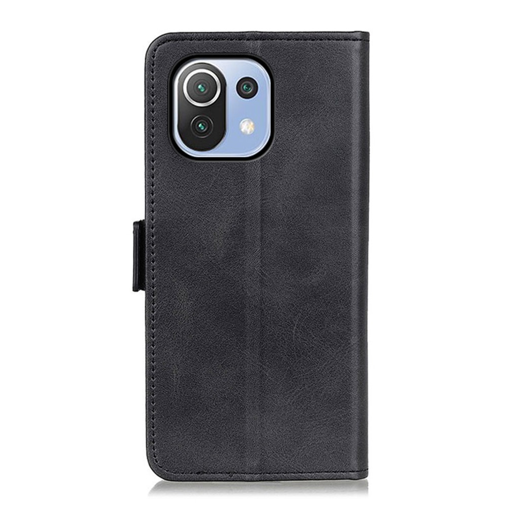 Magnetic Clasp Design Leather Wallet Stand Case Cover for Xiaomi Mi 11 Lite 4G/5G - Black-7