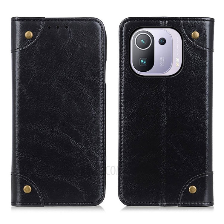 Auto-Absorbed Protective Case with Wallet and Stand for Xiaomi Mi 11 Pro - Black-1