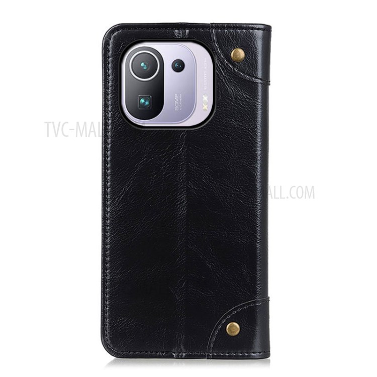 Auto-Absorbed Protective Case with Wallet and Stand for Xiaomi Mi 11 Pro - Black-3