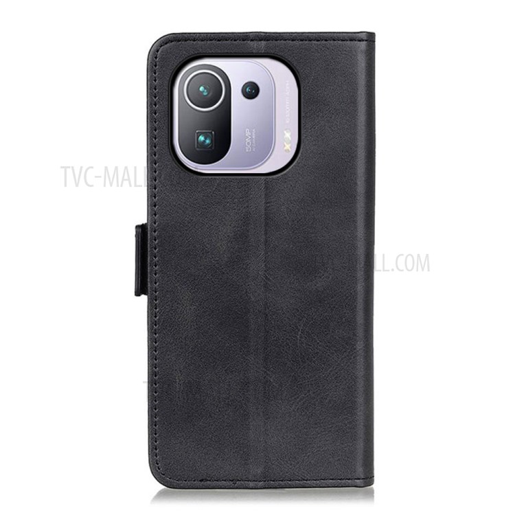 Magnetic Clasp Design Leather Wallet Stand Case Cover for Xiaomi Mi 11 Pro - Black-6
