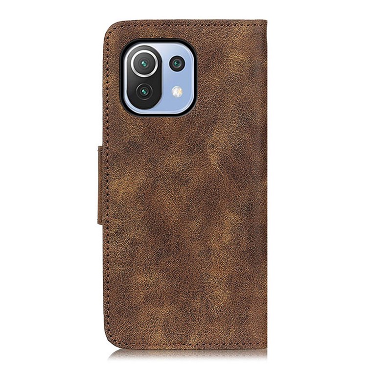 Magnetic Closure Vintage Style Phone Case Wallet Stand Leather Cover for Xiaomi Mi 11 Lite 4G/5G - Brown-10