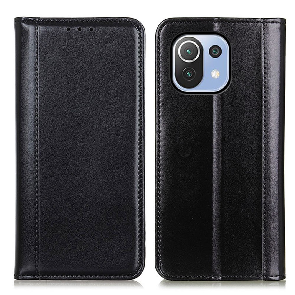 Auto-absorbed Leather Wallet Phone Case for Xiaomi Mi 11 Lite 4G/5G - Black-1