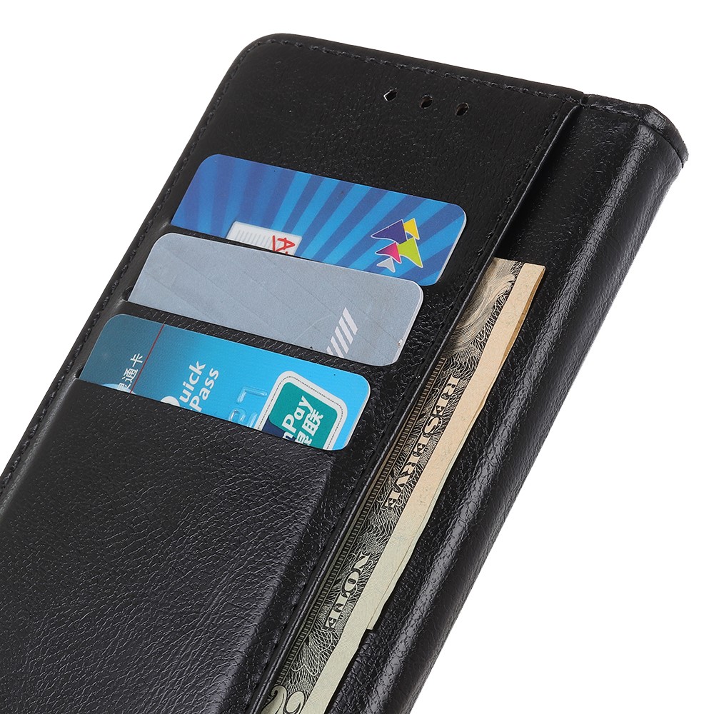 Glossy PU Leather Wallet Case Standing Cover for Xiaomi Mi 11 Pro - Black-11