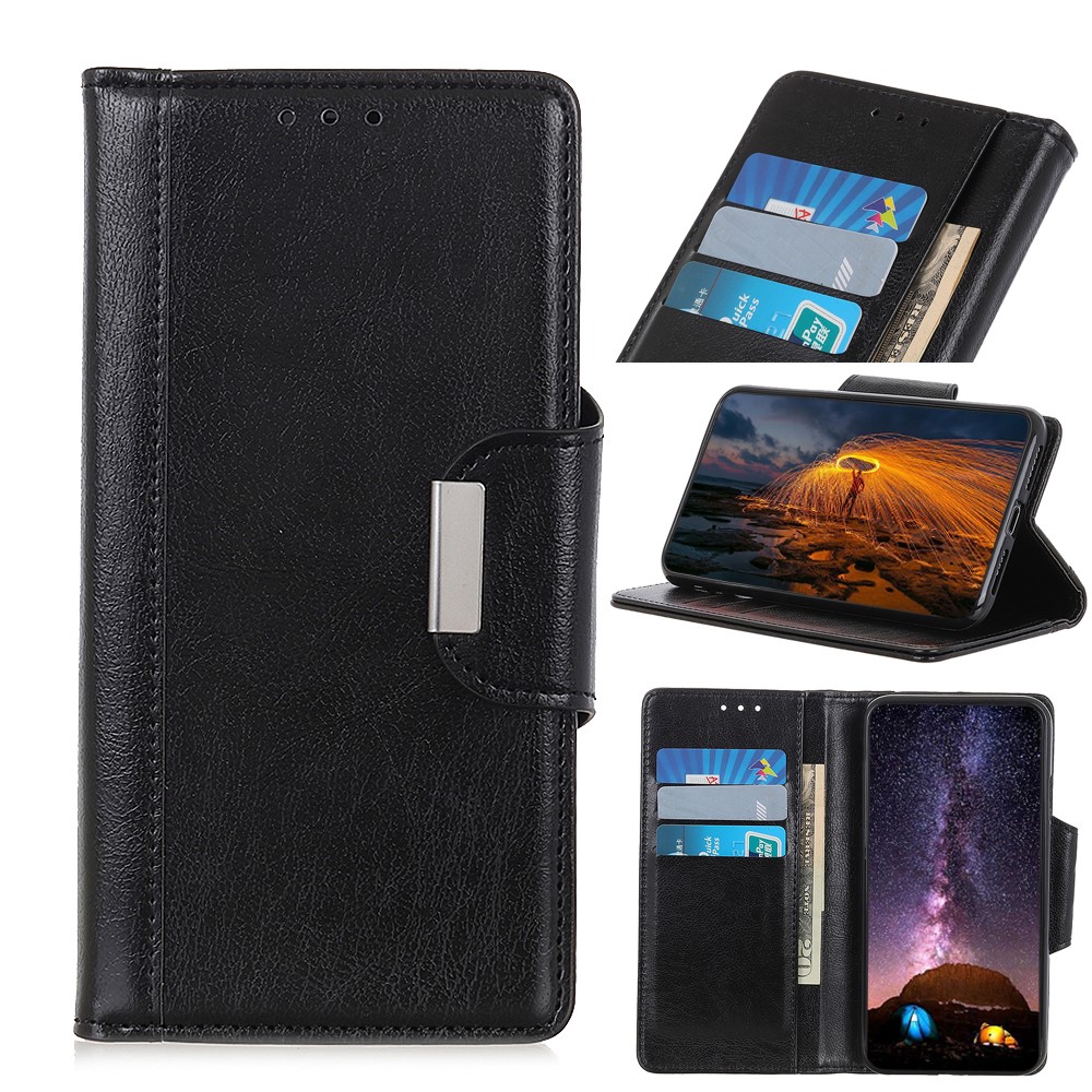 Glossy PU Leather Wallet Case Standing Cover for Xiaomi Mi 11 Pro - Black-12
