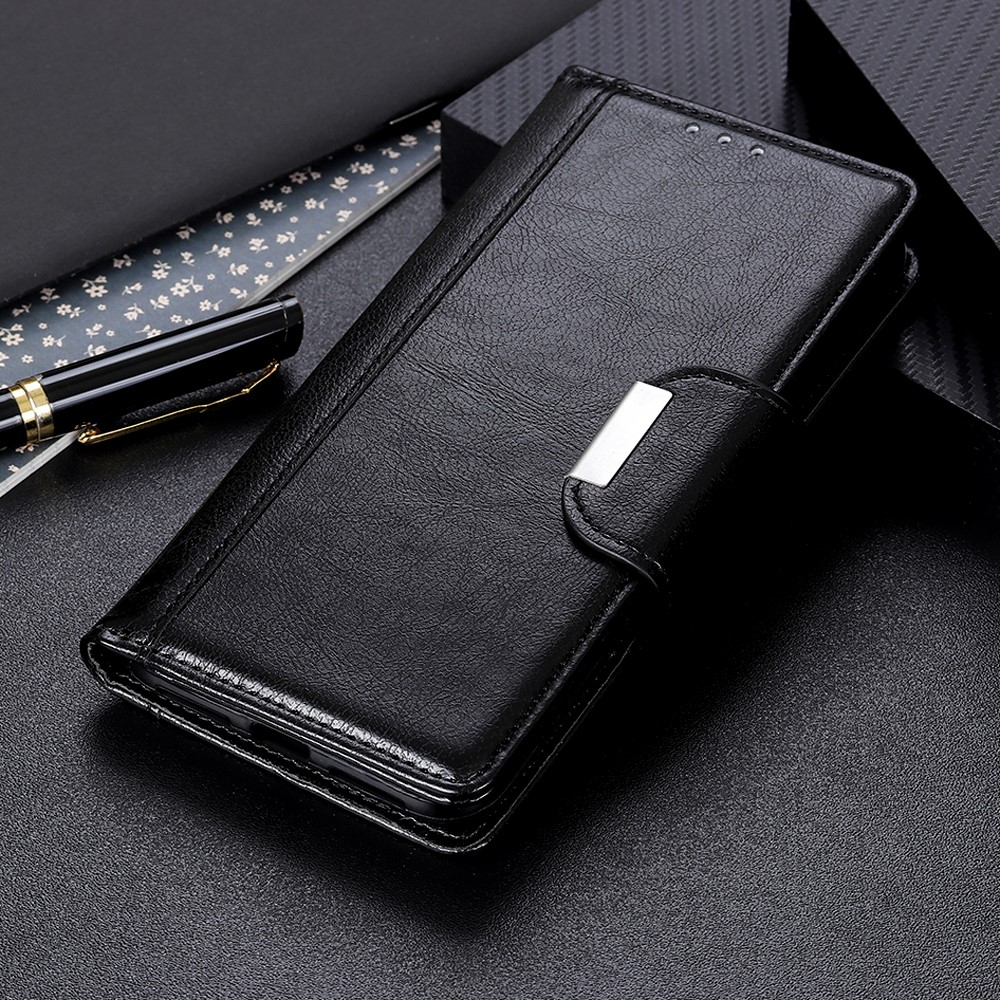 Glossy PU Leather Wallet Case Standing Cover for Xiaomi Mi 11 Pro - Black-2