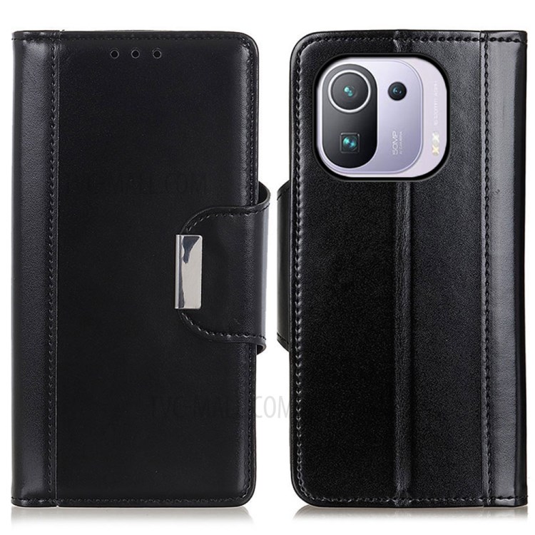 PU Leather Protective Case Shell with Stand Design for Xiaomi Mi 11 Pro - Black-1