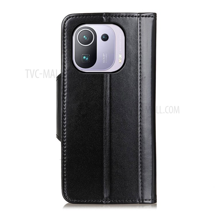 PU Leather Protective Case Shell with Stand Design for Xiaomi Mi 11 Pro - Black-10