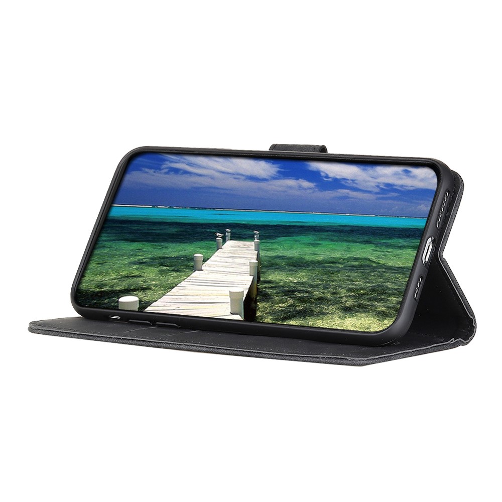 KHAZNEH Wallet Stand Design Retro Grain Style PU Leather Phone Case for Xiaomi Mi 11 Pro - Black-4