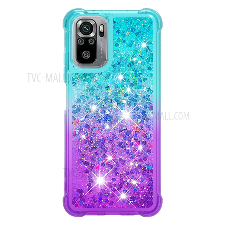 Dynamic Glitter Powder Sequins Quicksand TPU Cover Case for Xiaomi Redmi Note 10S / Note 10 4G - Sky Blue/Purple-4
