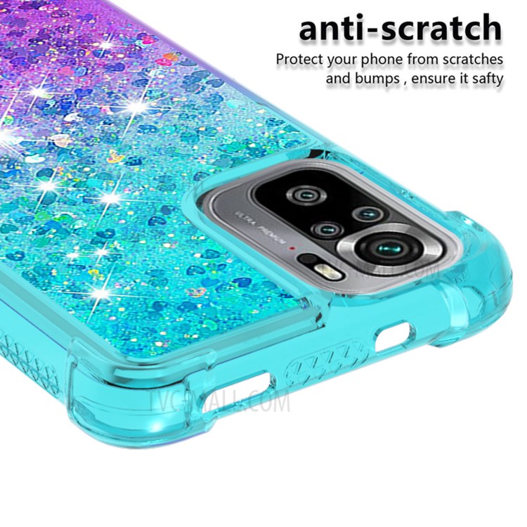 Dynamic Glitter Powder Sequins Quicksand TPU Cover Case for Xiaomi Redmi Note 10S / Note 10 4G - Sky Blue/Purple-6