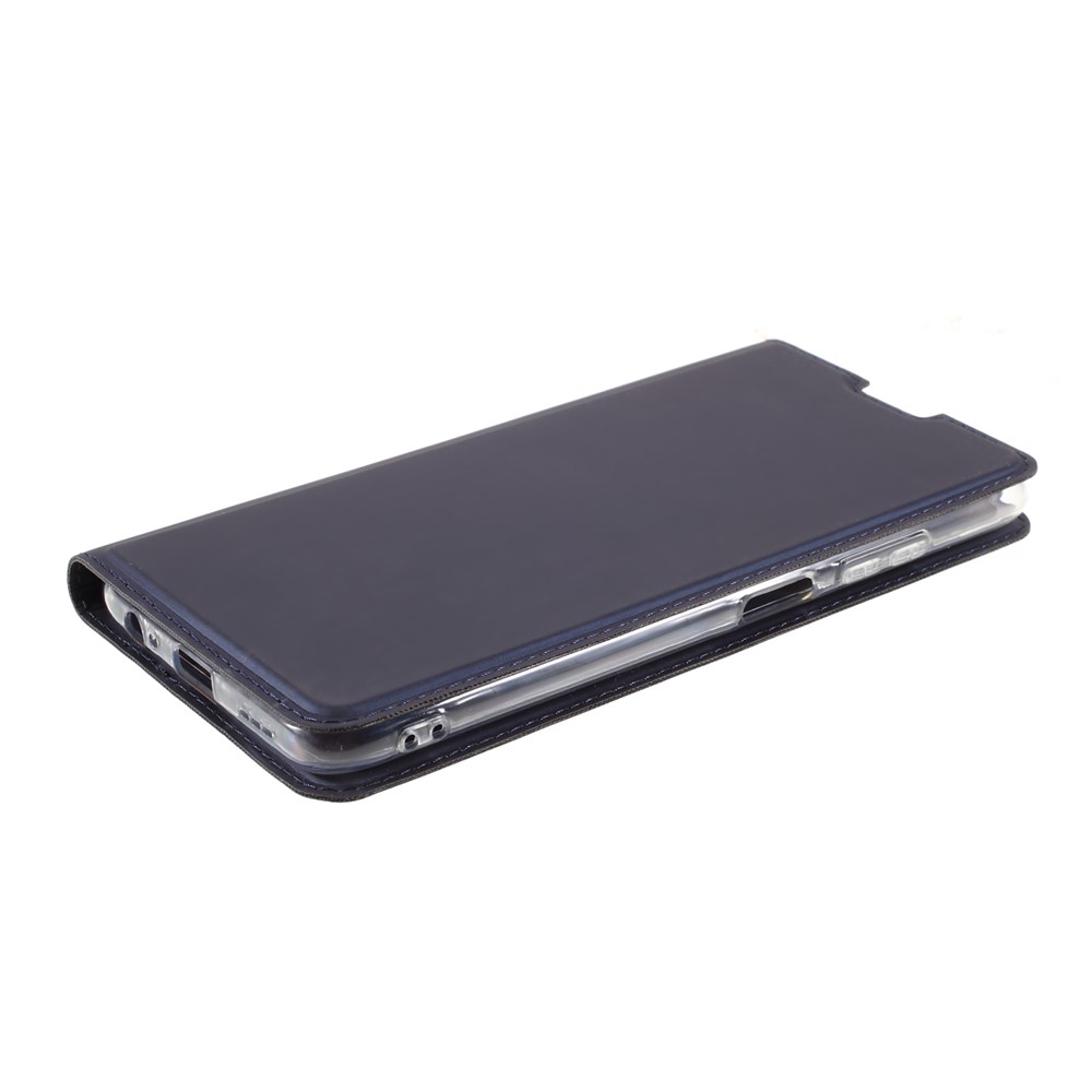 PU Leather Auto-absorbed Phone Case Stand with Card Slot for Xiaomi Redmi Note 9 5G - Navy Blue-2