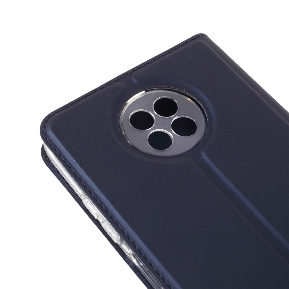 PU Leather Auto-absorbed Phone Case Stand with Card Slot for Xiaomi Redmi Note 9 5G - Navy Blue-4