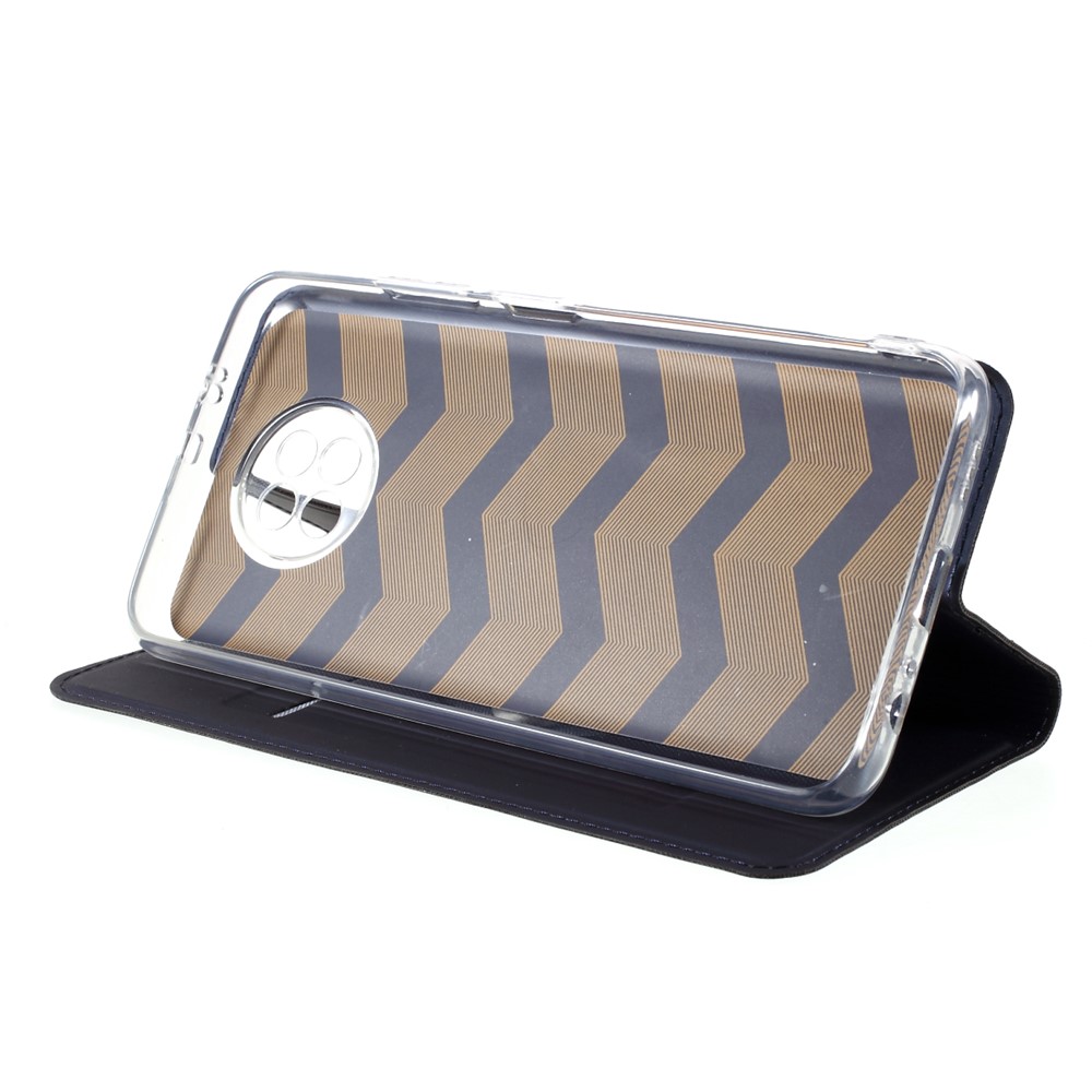 PU Leather Auto-absorbed Phone Case Stand with Card Slot for Xiaomi Redmi Note 9 5G - Navy Blue-6