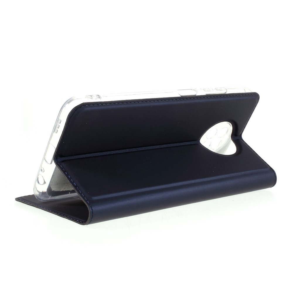 PU Leather Auto-absorbed Phone Case Stand with Card Slot for Xiaomi Redmi Note 9 5G - Navy Blue-7