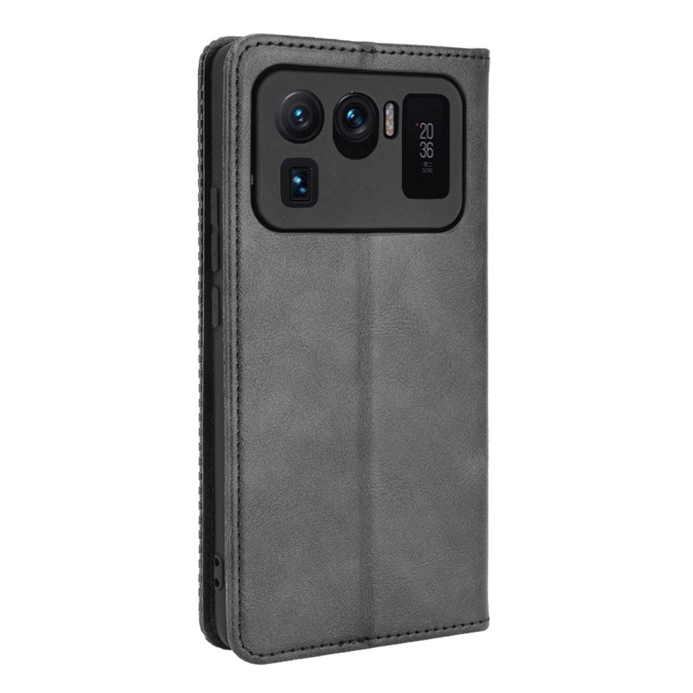Magnetic Closure Vintage Style Phone Case Wallet Stand Leather Cover for Xiaomi Mi 11 Ultra - Black-3