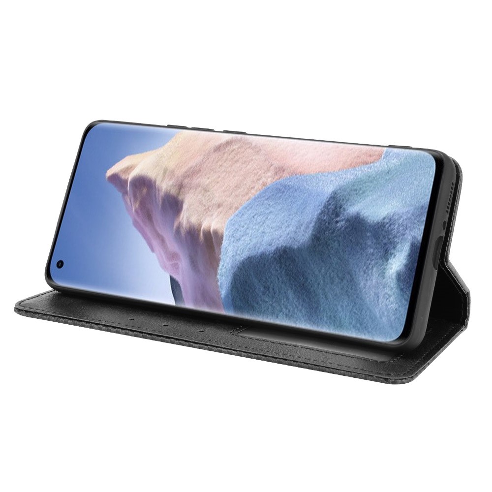 Magnetic Closure Vintage Style Phone Case Wallet Stand Leather Cover for Xiaomi Mi 11 Ultra - Black-4