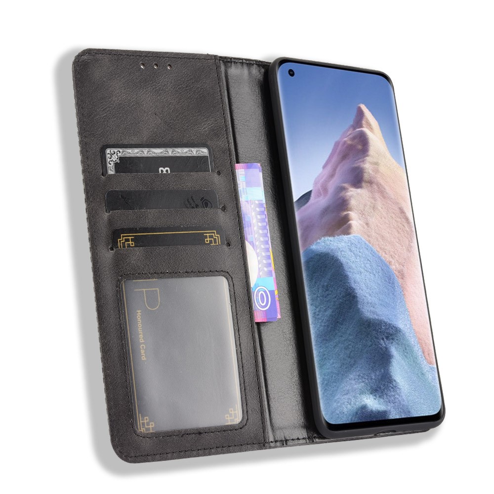 Magnetic Closure Vintage Style Phone Case Wallet Stand Leather Cover for Xiaomi Mi 11 Ultra - Black-5