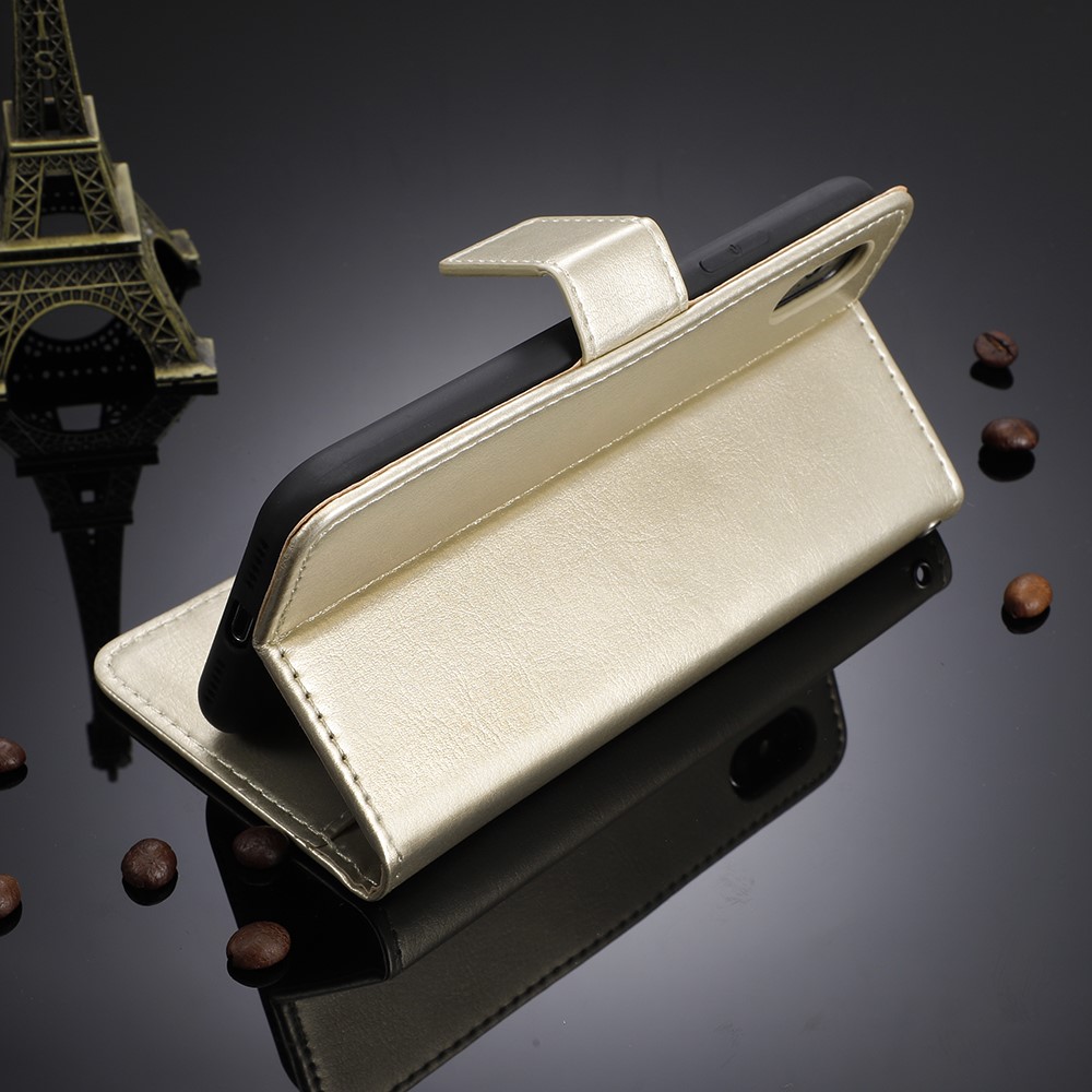 Crazy Horse Wallet Stand Leather Case with Strap for Xiaomi Mi 11 Ultra - Gold-11
