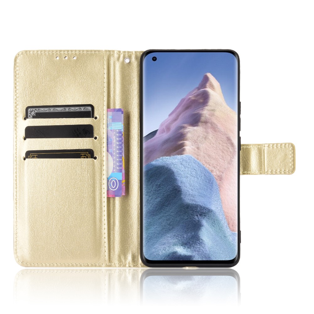 Crazy Horse Wallet Stand Leather Case with Strap for Xiaomi Mi 11 Ultra - Gold-5