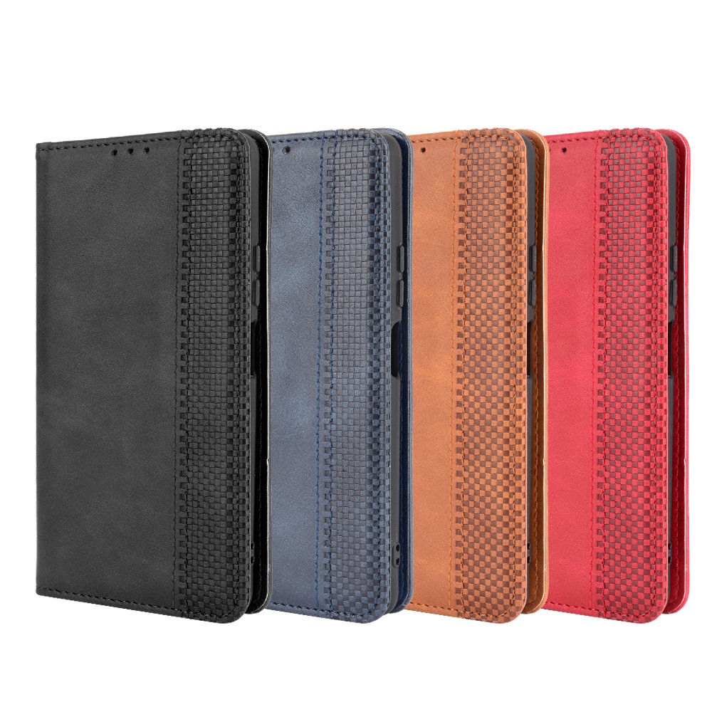 Magnetic Closure Vintage Style Phone Case Wallet Stand Leather Cover for Xiaomi Note 10 Pro 4G/Note 10 Pro Max 4G - Black-9