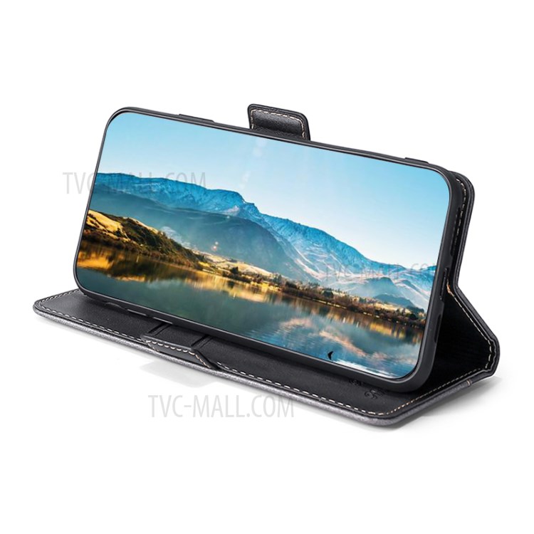 Color Splicing Card Slot Stand Case PU Leather Flip Case with Side Buckle for Xiaomi Redmi Note 10 4G / Note 10S - Black/Grey-5