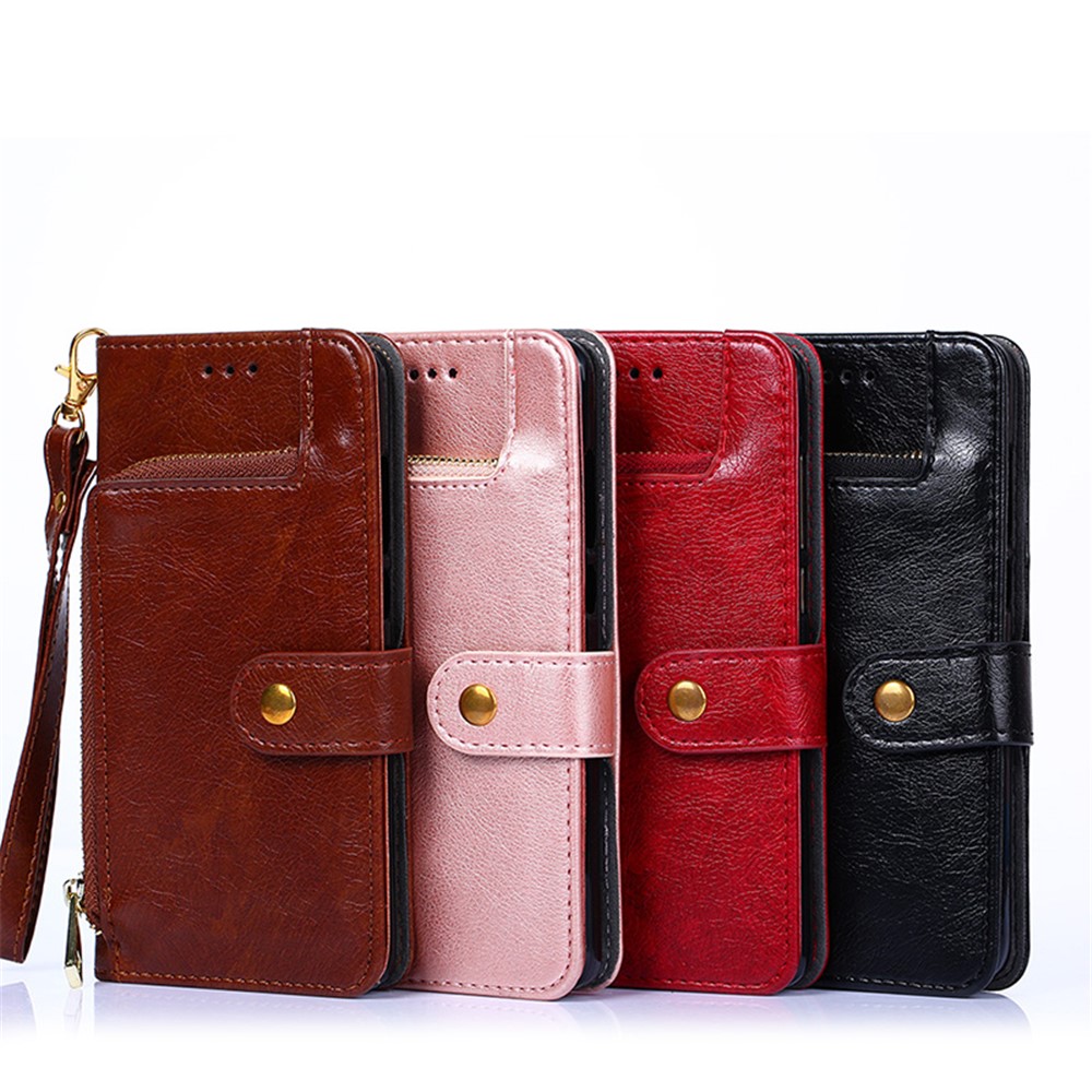 Leather Wallet Full Protection Phone Case with Zipper Pocket for Xiaomi Redmi K40/K40 Pro/Poco F3/Mi 11i - Brown-14
