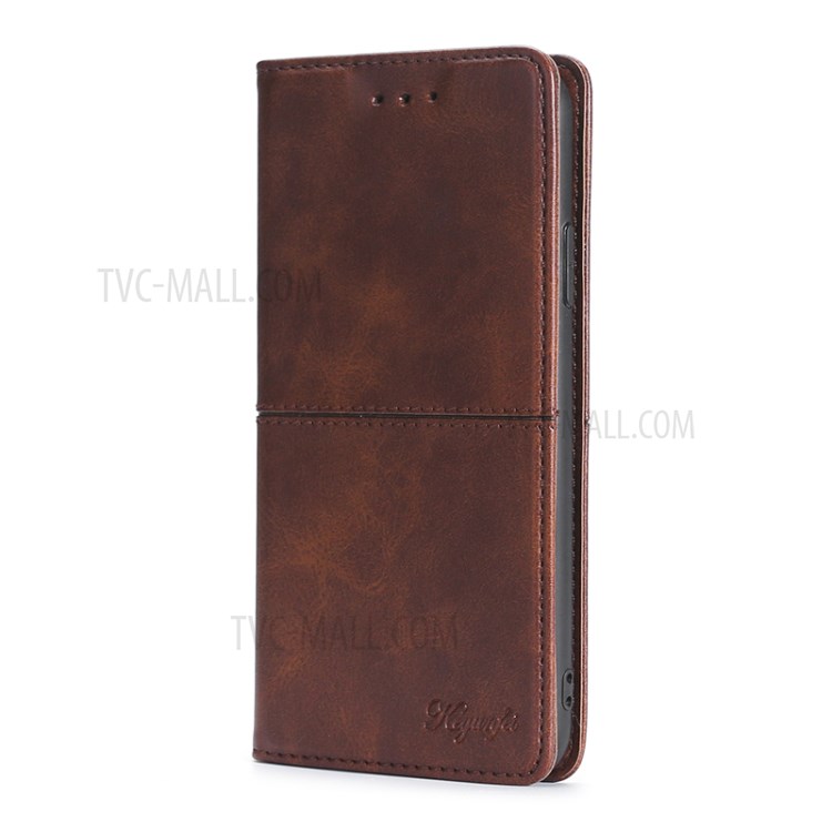 Auto-absorbed Card Slots PU Leather Stand Phone Shell Case for Xiaomi Redmi Note 10 4G/Note 10S - Dark Brown-2