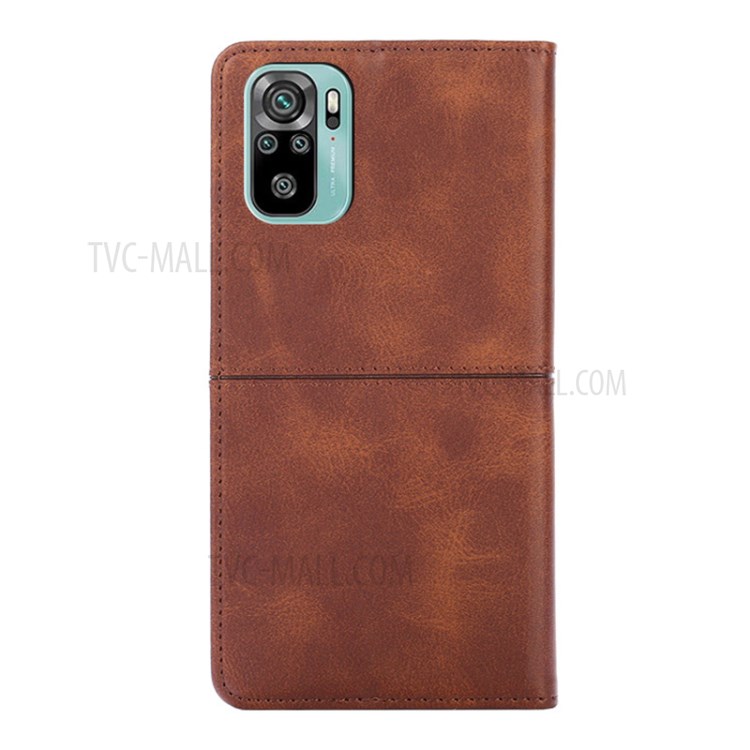 Auto-absorbed Card Slots PU Leather Stand Phone Shell Case for Xiaomi Redmi Note 10 4G/Note 10S - Dark Brown-3