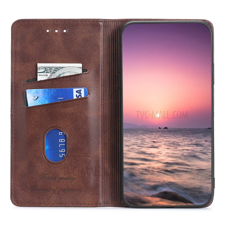 Auto-absorbed Card Slots PU Leather Stand Phone Shell Case for Xiaomi Redmi Note 10 4G/Note 10S - Dark Brown-5