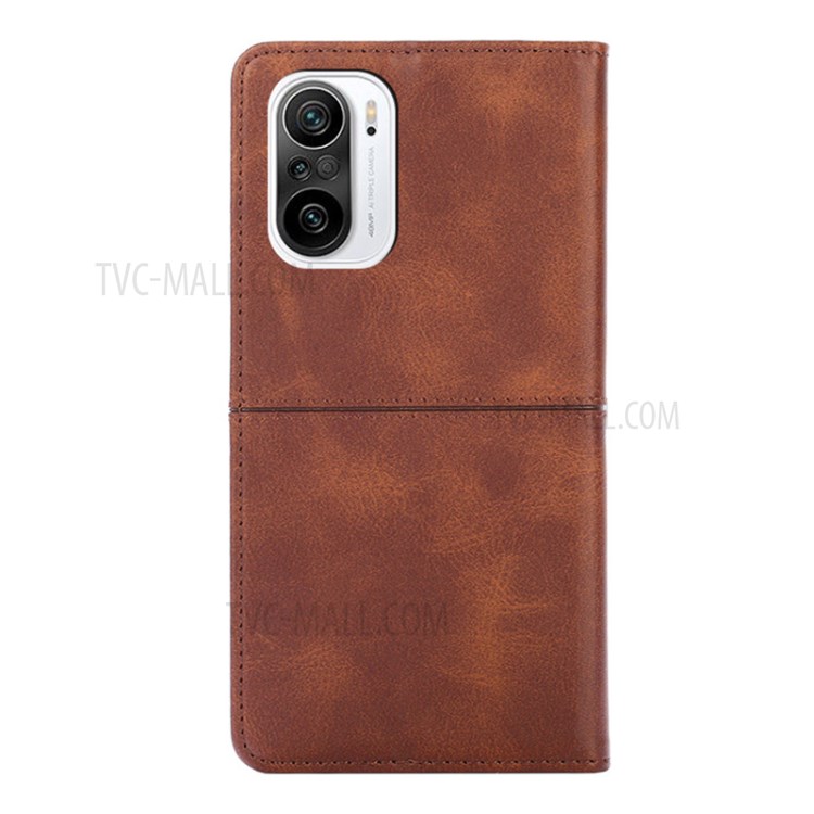 Auto-absorbed Card Slots PU Leather Stand Phone Shell Case for Xiaomi Redmi K40/Redmi K40 Pro/Poco F3/Mi 11i - Dark Brown-3