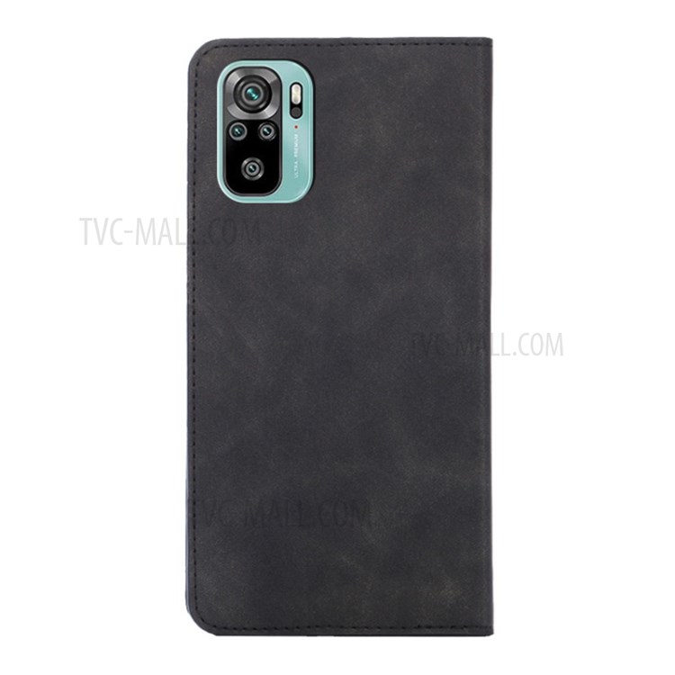 Strong Auto-absorbed Magnet Skin-touch Feeling Leather Stand Case for Xiaomi Redmi Note 10 4G/Note 10S - Black-3