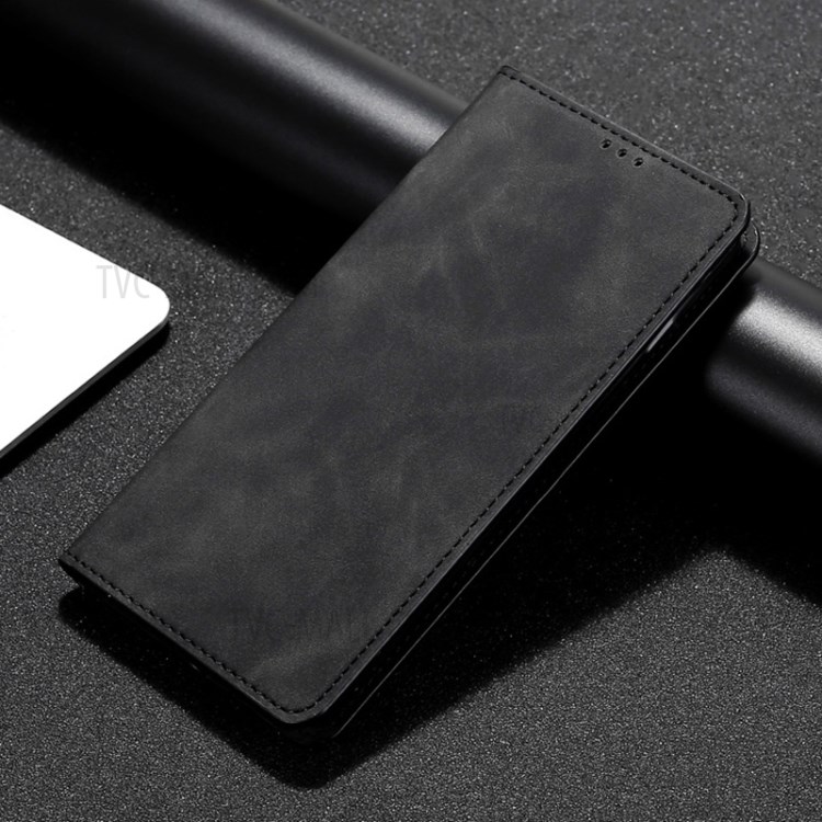 Strong Auto-absorbed Magnet Skin-touch Feeling Leather Stand Case for Xiaomi Redmi Note 10 4G/Note 10S - Black-4