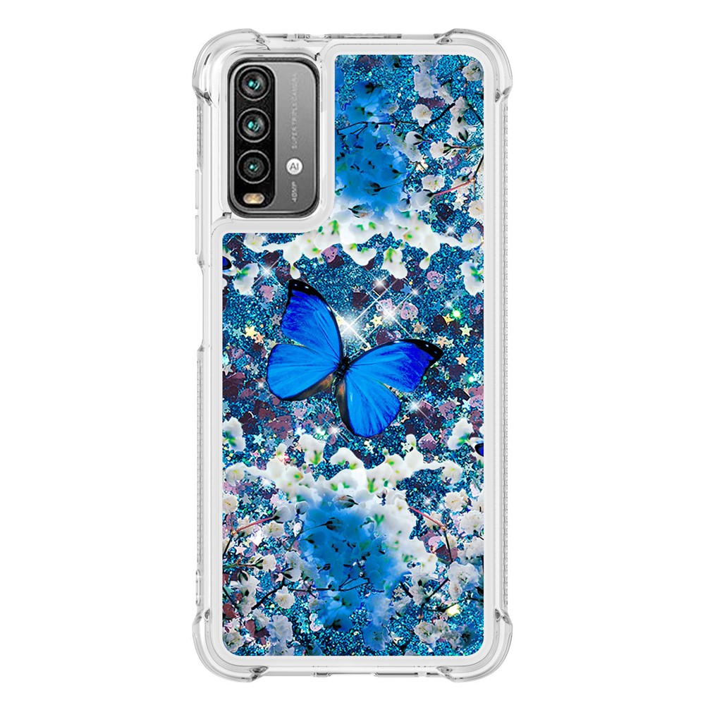 Glitter Sequins Quicksand Design TPU Phone Case Shell with Pattern for Xiaomi Poco M3/Redmi 9 Power/Redmi 9T/Redmi Note 9 4G (Qualcomm Snapdragon 662) - Butterfly-2