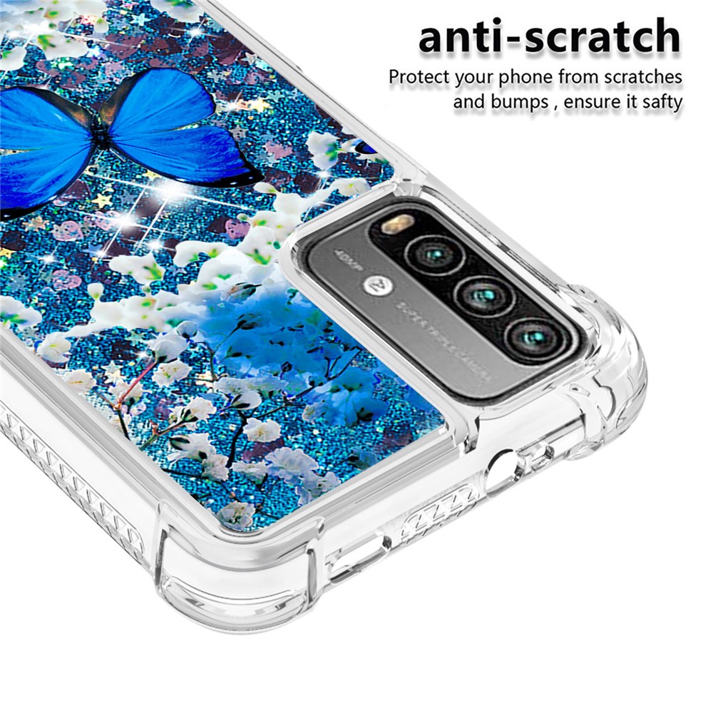 Glitter Sequins Quicksand Design TPU Phone Case Shell with Pattern for Xiaomi Poco M3/Redmi 9 Power/Redmi 9T/Redmi Note 9 4G (Qualcomm Snapdragon 662) - Butterfly-3