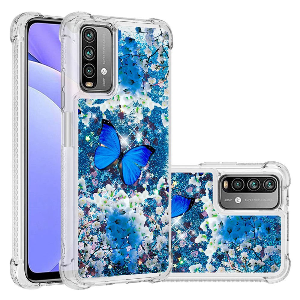 Paillettes à Paillettes Conception de Sables Mouches Rapides du Boîtier de Téléphone TPU Avec Motif Pour Xiaomi Poco m3 / Redmi 9 Power / Redmi 9t / Redmi Note 9 4G (Qualcomm Snapdragon 662) - Papillon