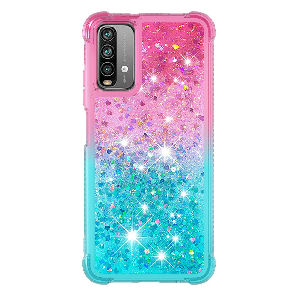 Shockproof Gradient Quicksand TPU Phone Case Shell for Xiaomi Poco M3/Redmi 9 Power/Redmi 9T/Redmi Note 9 4G (Qualcomm Snapdragon 662) - Pink/Sky Blue-2