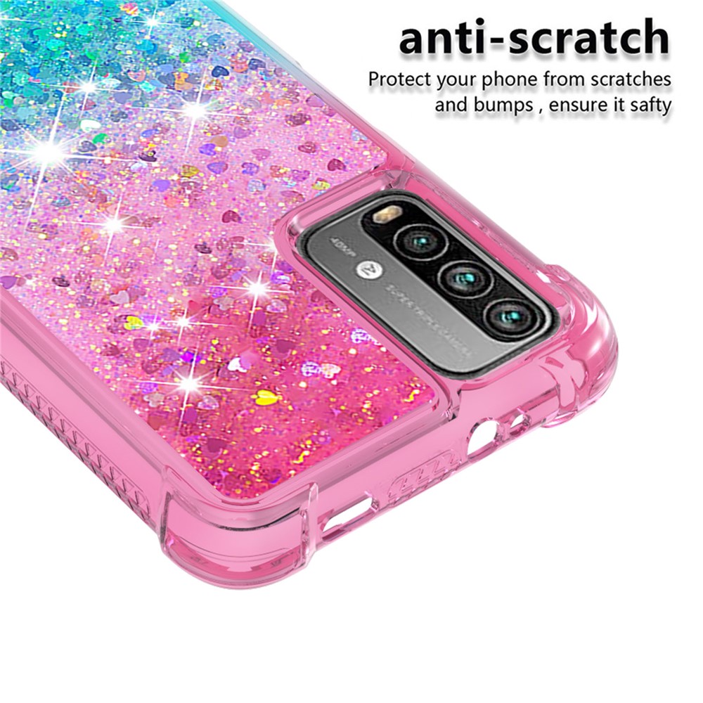 Shockproof Gradient Quicksand TPU Phone Case Shell for Xiaomi Poco M3/Redmi 9 Power/Redmi 9T/Redmi Note 9 4G (Qualcomm Snapdragon 662) - Pink/Sky Blue-3