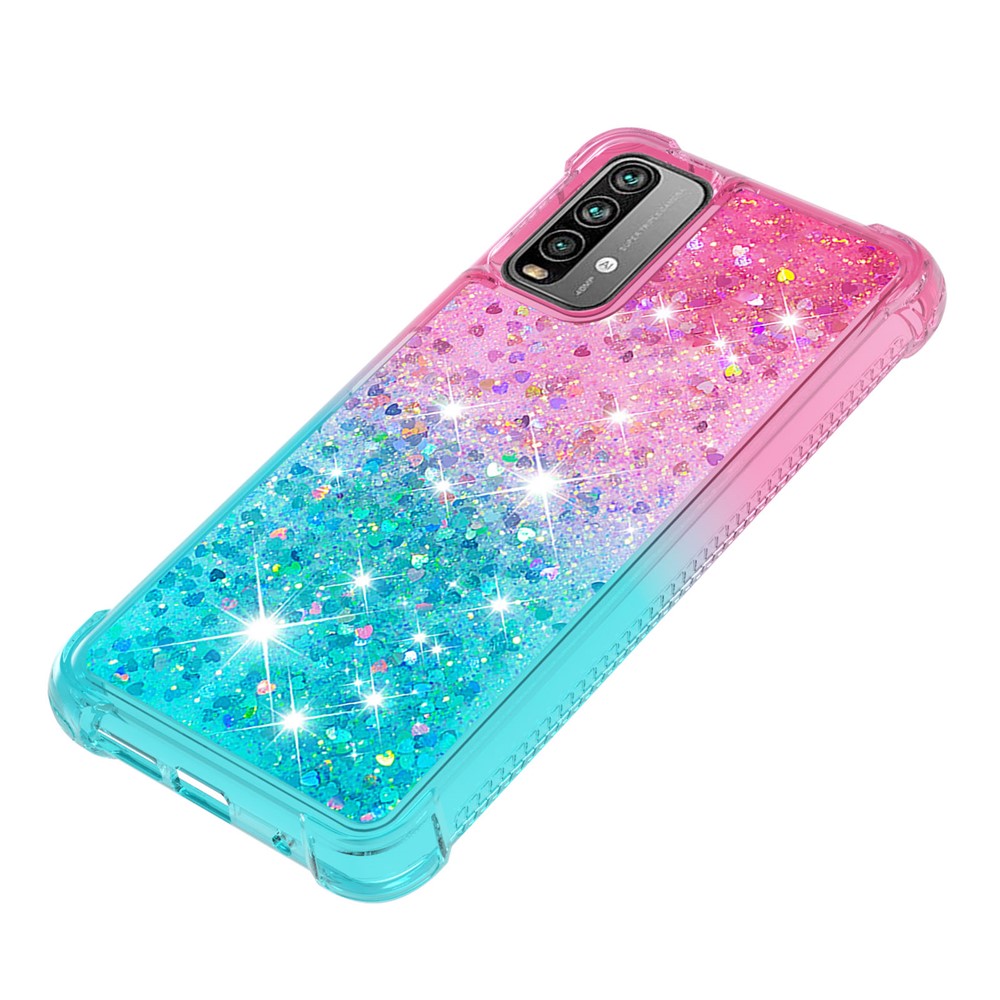 Shockproof Gradient Quicksand TPU Phone Case Shell for Xiaomi Poco M3/Redmi 9 Power/Redmi 9T/Redmi Note 9 4G (Qualcomm Snapdragon 662) - Pink/Sky Blue-5