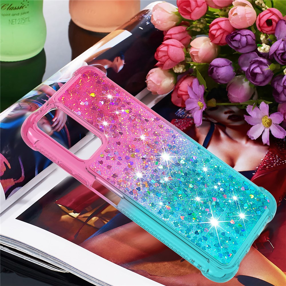 Shockproof Gradient Quicksand TPU Phone Case Shell for Xiaomi Poco M3/Redmi 9 Power/Redmi 9T/Redmi Note 9 4G (Qualcomm Snapdragon 662) - Pink/Sky Blue-6