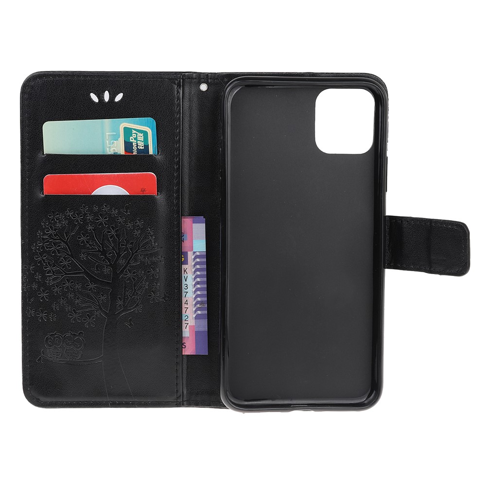 Imprint Tree Owl Pattern Wallet Leather Full Body Case for Xiaomi Mi 11 Lite 5G / 4G - Black-11
