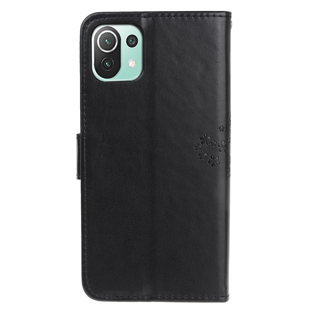 Imprint Tree Owl Pattern Wallet Leather Full Body Case for Xiaomi Mi 11 Lite 5G / 4G - Black-3