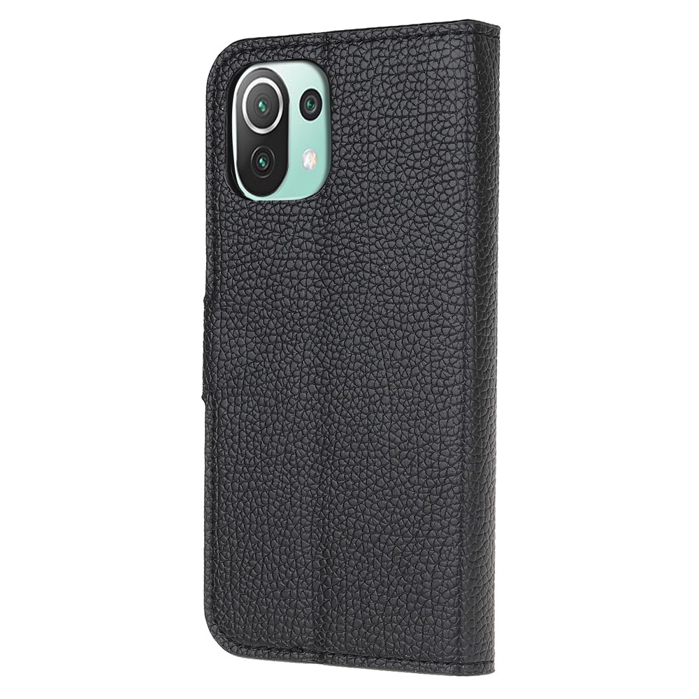 Litchi Texture Wallet Stand Leather Protection Case for Xiaomi Mi 11 Lite 5G / 4G - Black-6