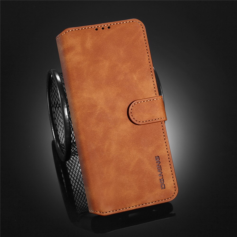 DG.MING Full Protection Retro Style Leather Wallet Stand Cover for Xiaomi Redmi K40/K40 Pro/K40 Pro+/Mi 11i/Poco F3 - Brown-6