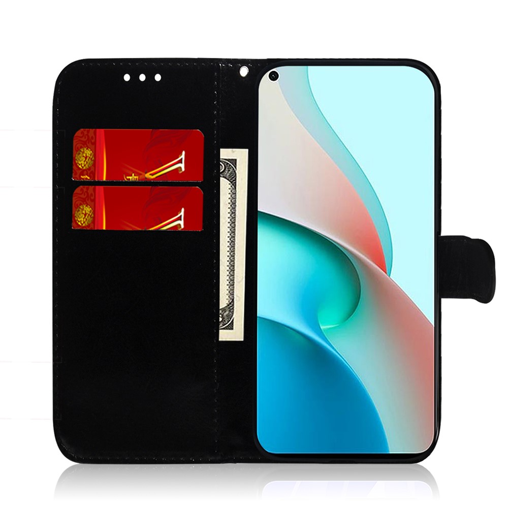 Wallet Design Mirror-like Surface Leather Stand Case with Wrist Strap for Xiaomi Redmi Note 9 5G/Note 9T 5G - Black-5