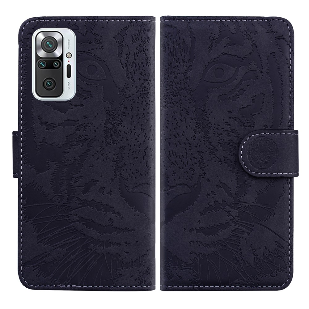 Tiger Pattern Imprinting Stand Wallet Case Leather Cover for Xiaomi Redmi Note 10 Pro/Note 10 Pro Max - Black-1