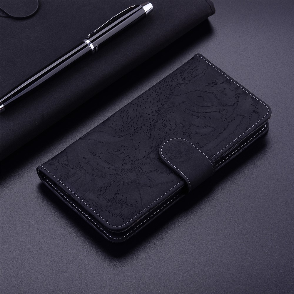 Tiger Pattern Imprinting Wallet Design Leather Stand Cover Case for Xiaomi Redmi Note 10 4G/Note 10S - Black-2