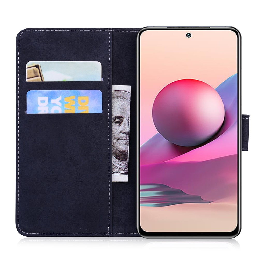 Tiger Pattern Imprinting Wallet Design Leather Stand Cover Case for Xiaomi Redmi Note 10 4G/Note 10S - Black-6