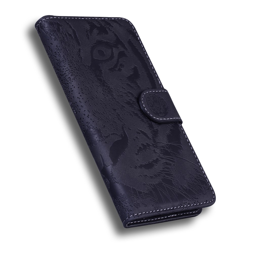 Tiger Pattern Imprinting Wallet Design Leather Stand Cover Case for Xiaomi Redmi Note 10 4G/Note 10S - Black-8