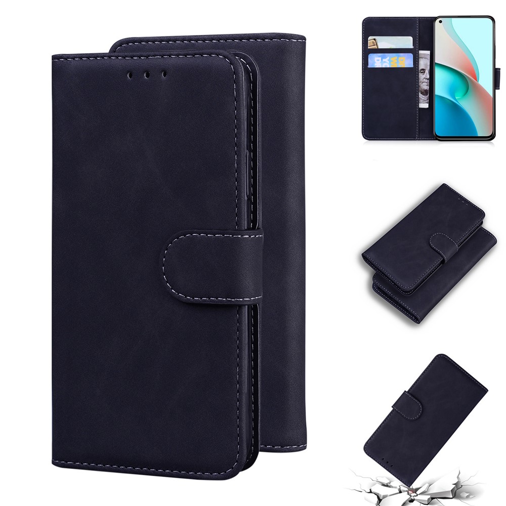 Folio Flip Full Protection Leather Phone Case with Wallet Stand for Xiaomi Redmi Note 9 5G/Note 9T 5G - Black-9