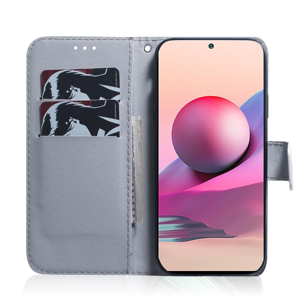 Pattern Printing Leather Protective Stand Shell Case with Wallet Design for Xiaomi Redmi Note 10 4G/Note 10S - Owl-4